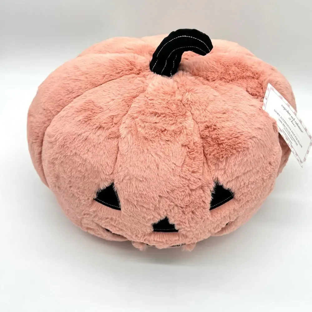 Cupcakes & Cashmere Rosette Pink 3D Koda Jack O Lantern Pumpkin Pillow Halloween